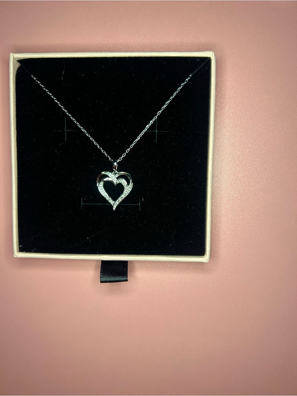 Sterling Silver Diamond Heart Pendant Necklace - Sparkling Silver Heart